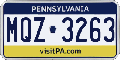 PA license plate MQZ3263