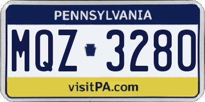 PA license plate MQZ3280