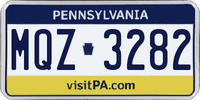 PA license plate MQZ3282