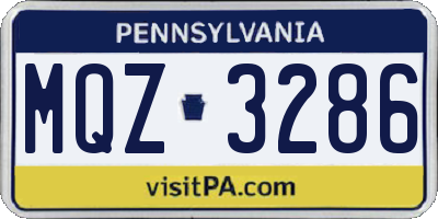 PA license plate MQZ3286
