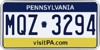 PA license plate MQZ3294