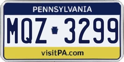 PA license plate MQZ3299