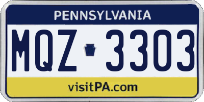 PA license plate MQZ3303
