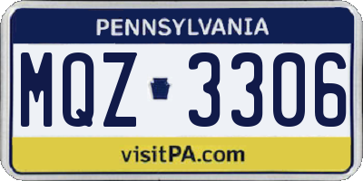 PA license plate MQZ3306