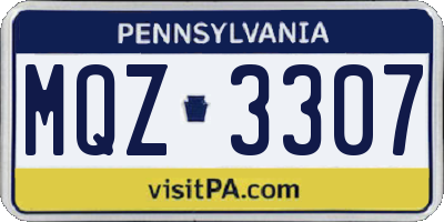 PA license plate MQZ3307