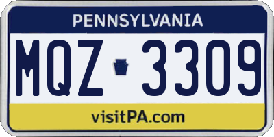 PA license plate MQZ3309