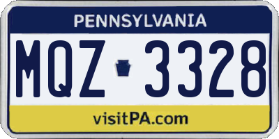 PA license plate MQZ3328