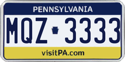 PA license plate MQZ3333