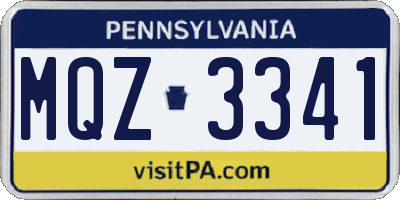 PA license plate MQZ3341