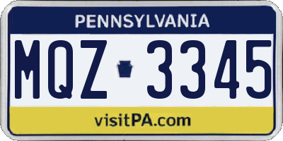 PA license plate MQZ3345