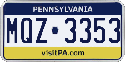 PA license plate MQZ3353
