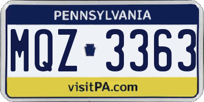 PA license plate MQZ3363