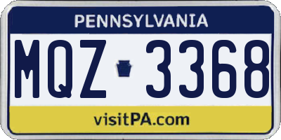 PA license plate MQZ3368