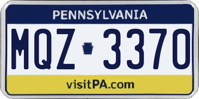 PA license plate MQZ3370