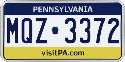 PA license plate MQZ3372