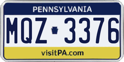 PA license plate MQZ3376