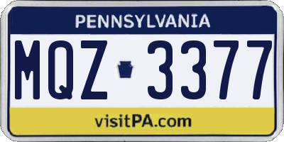 PA license plate MQZ3377