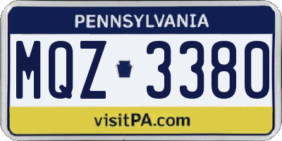PA license plate MQZ3380