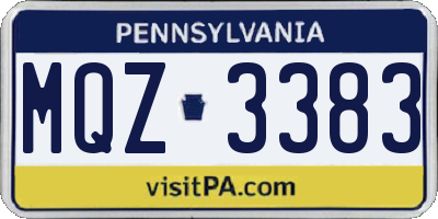 PA license plate MQZ3383