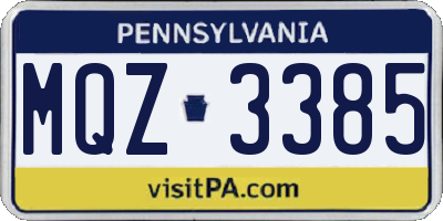PA license plate MQZ3385
