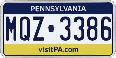 PA license plate MQZ3386