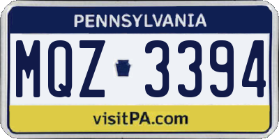 PA license plate MQZ3394