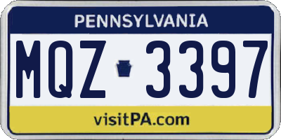 PA license plate MQZ3397