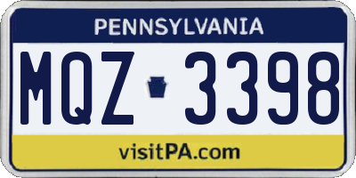 PA license plate MQZ3398