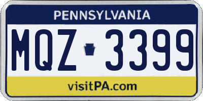 PA license plate MQZ3399