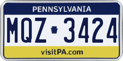 PA license plate MQZ3424