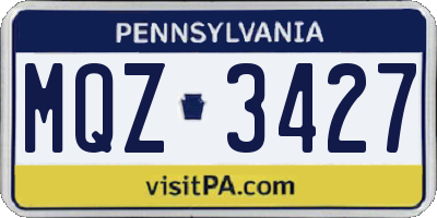 PA license plate MQZ3427