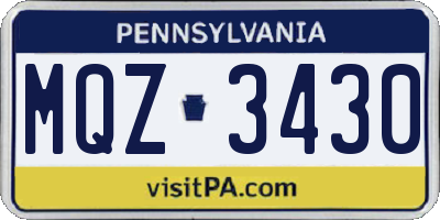 PA license plate MQZ3430