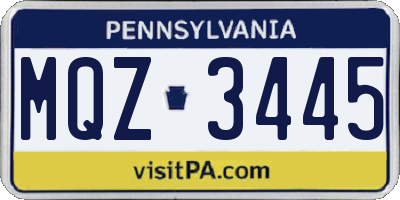 PA license plate MQZ3445