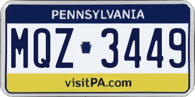 PA license plate MQZ3449
