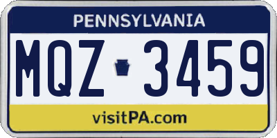 PA license plate MQZ3459