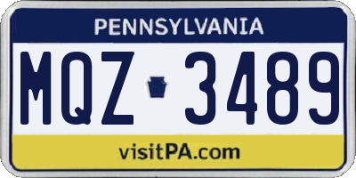 PA license plate MQZ3489