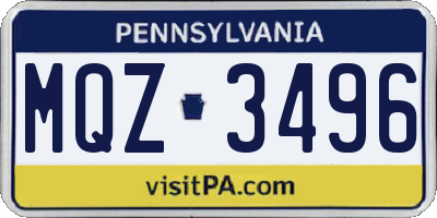 PA license plate MQZ3496