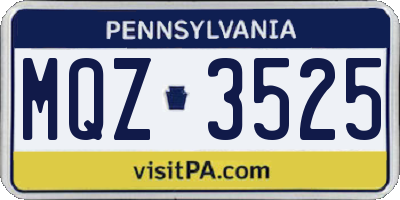 PA license plate MQZ3525