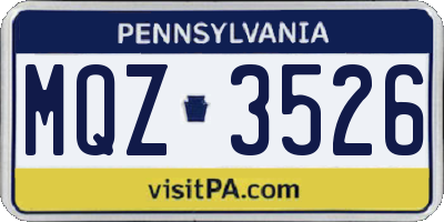 PA license plate MQZ3526