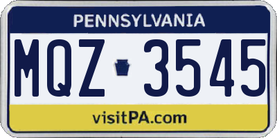 PA license plate MQZ3545
