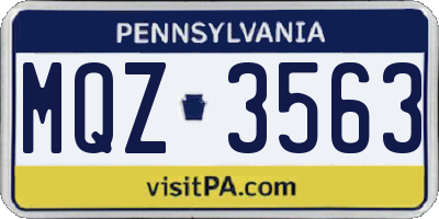 PA license plate MQZ3563