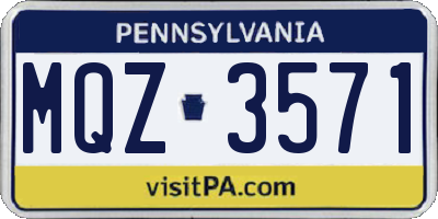 PA license plate MQZ3571
