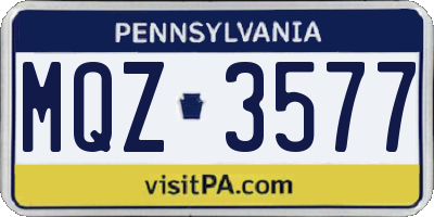 PA license plate MQZ3577