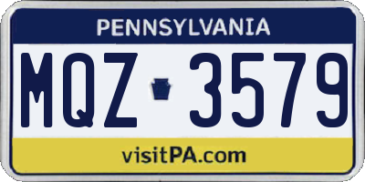 PA license plate MQZ3579