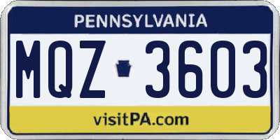PA license plate MQZ3603