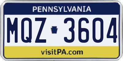 PA license plate MQZ3604
