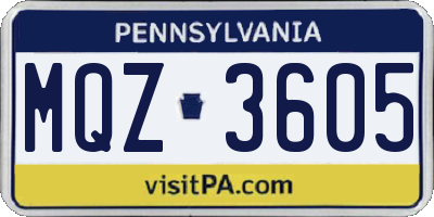PA license plate MQZ3605