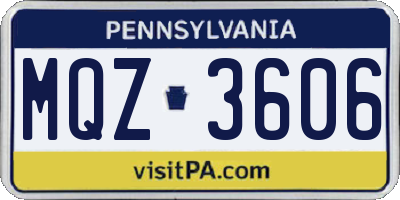 PA license plate MQZ3606