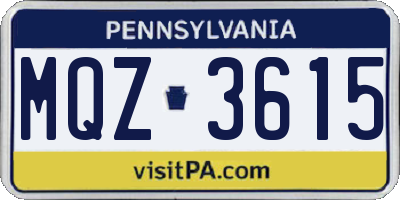 PA license plate MQZ3615