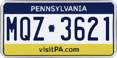 PA license plate MQZ3621